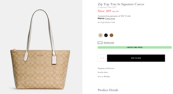 Zip Top Tote In Signature Canvas_Im.Light Khaki Chalk
