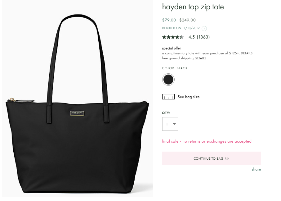 hayden top zip tote_wkru6537 BLACK