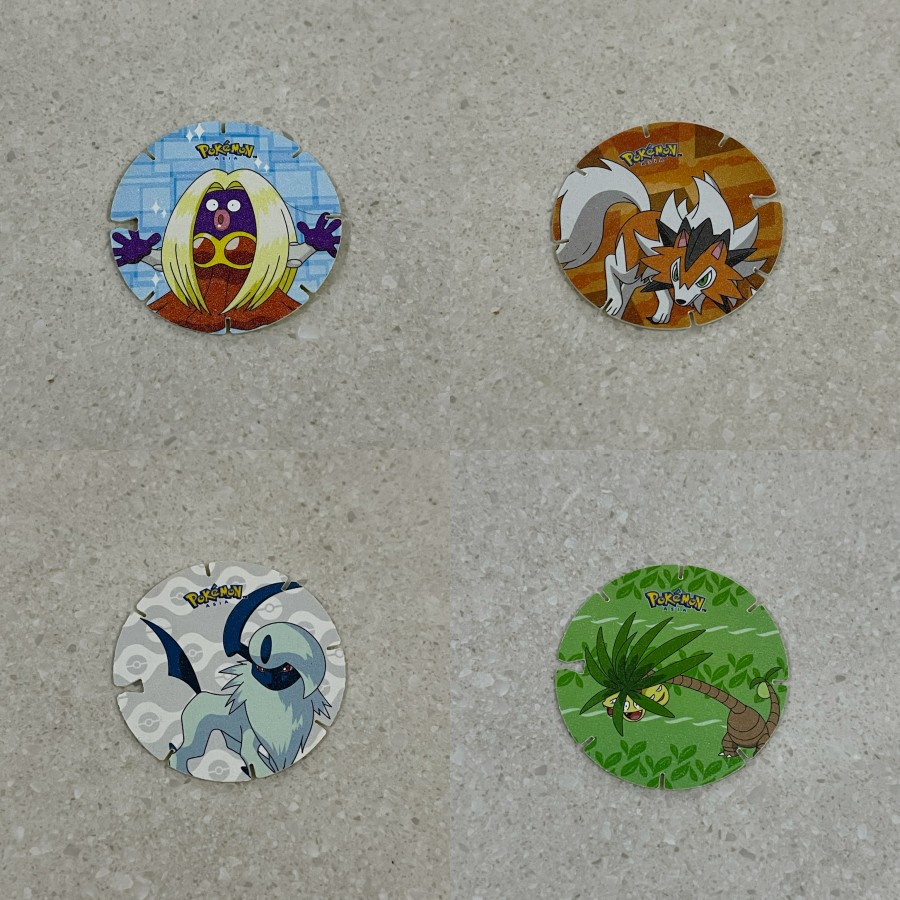 Pokemon Coin Tazos - Jynx Lycanroc Absol & Alolan Exeggutor - Lycanroc