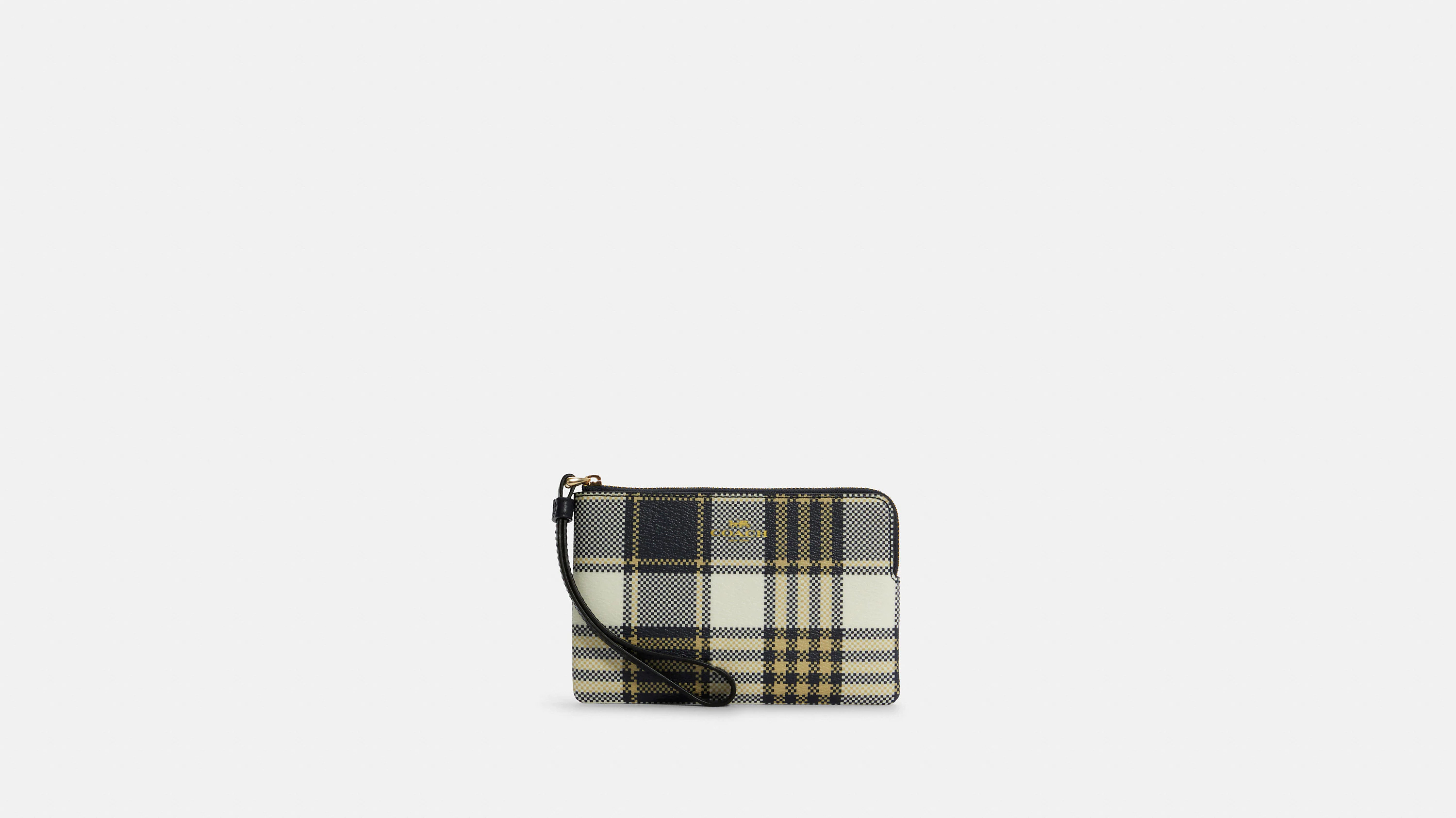 Corner Zip Wristlet With Garden Plaid Print