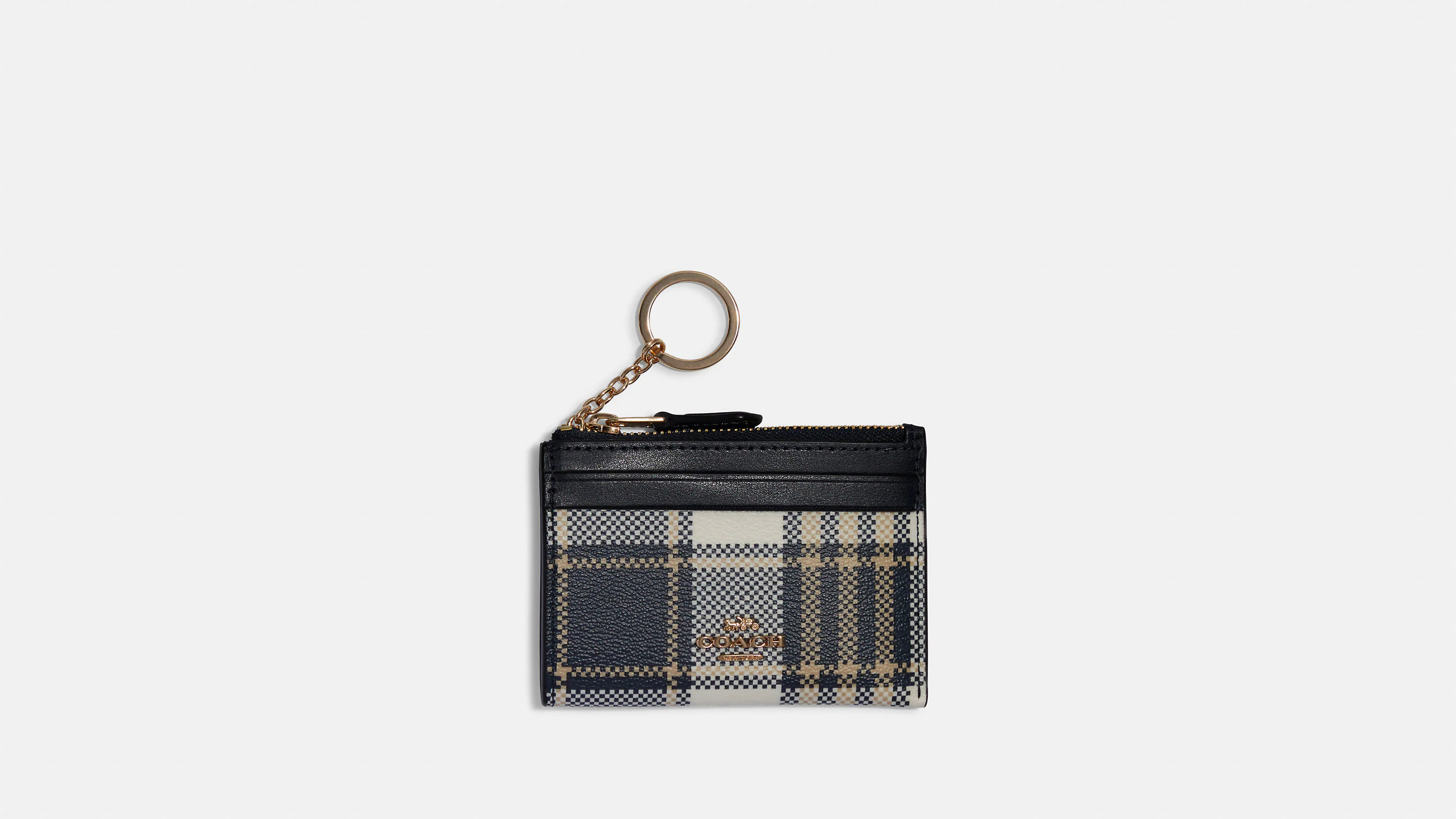 Mini Skinny Id Case With Garden Plaid Print