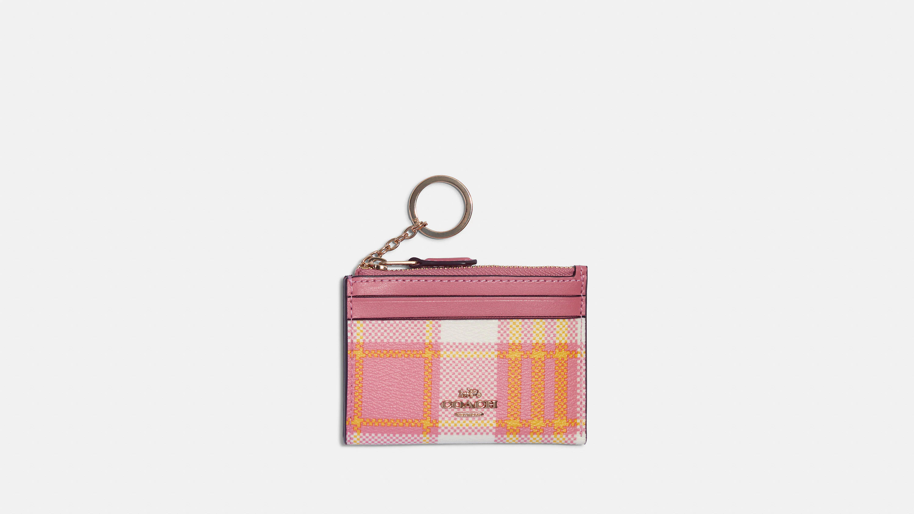 Mini Skinny Id Case With Garden Plaid Print