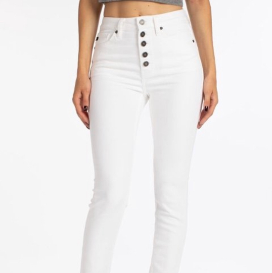 Women's High Rise Button Fly Distressed Super Skinny Jeans - kc7113 ST