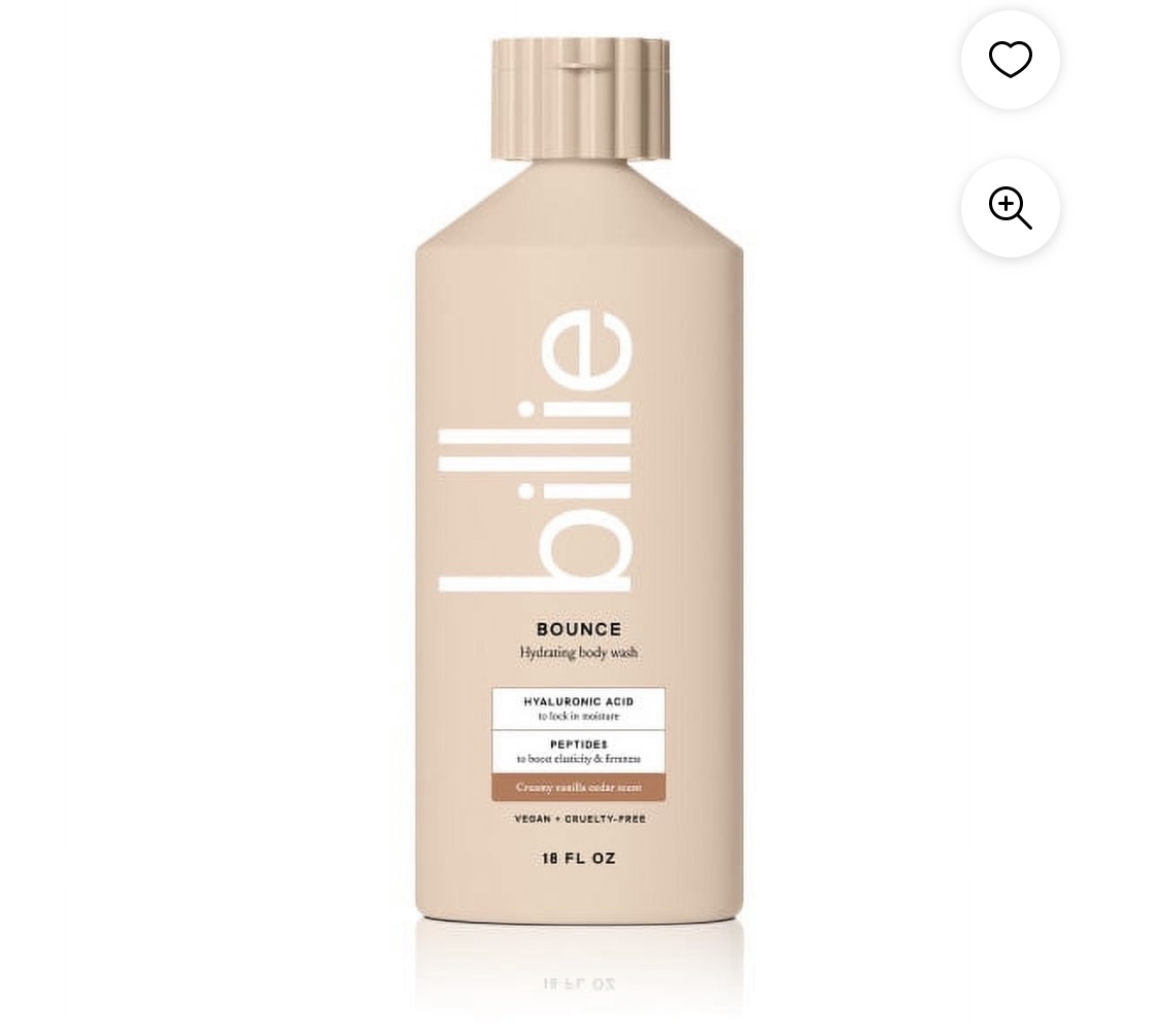 Billie Bounce Hydrating Womens Body Wash Creamy Vanilla Cedar Scent