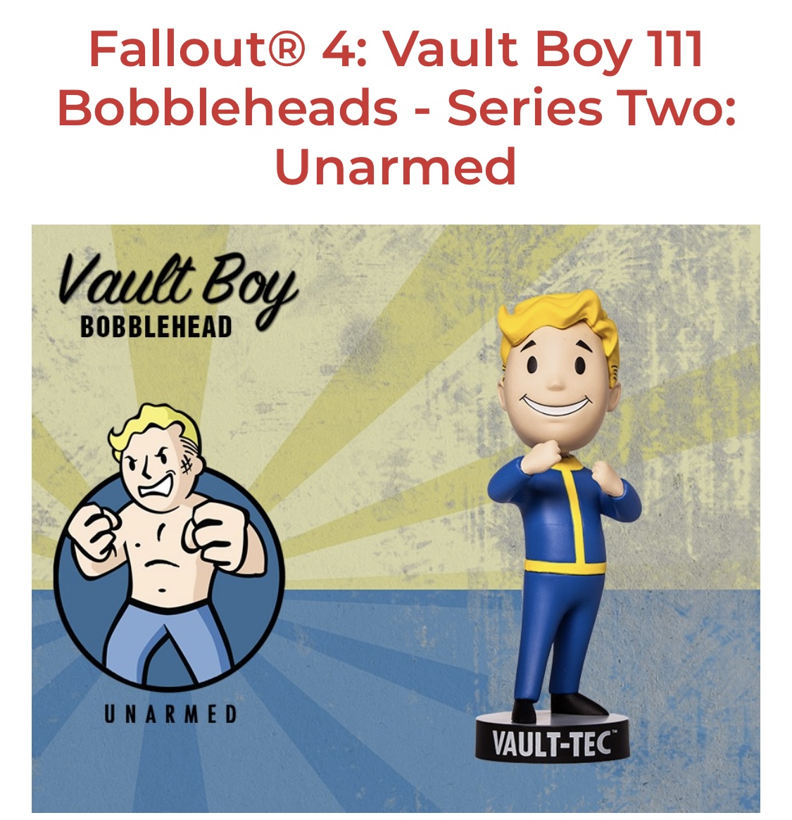 Fallout 4 Vault Boy Bobblehead Series Two Unarmed