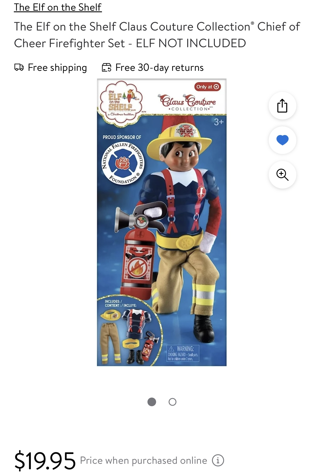 The Elf on the Shelf Claus Couture Collection Chief of Cheer Firefighter Set