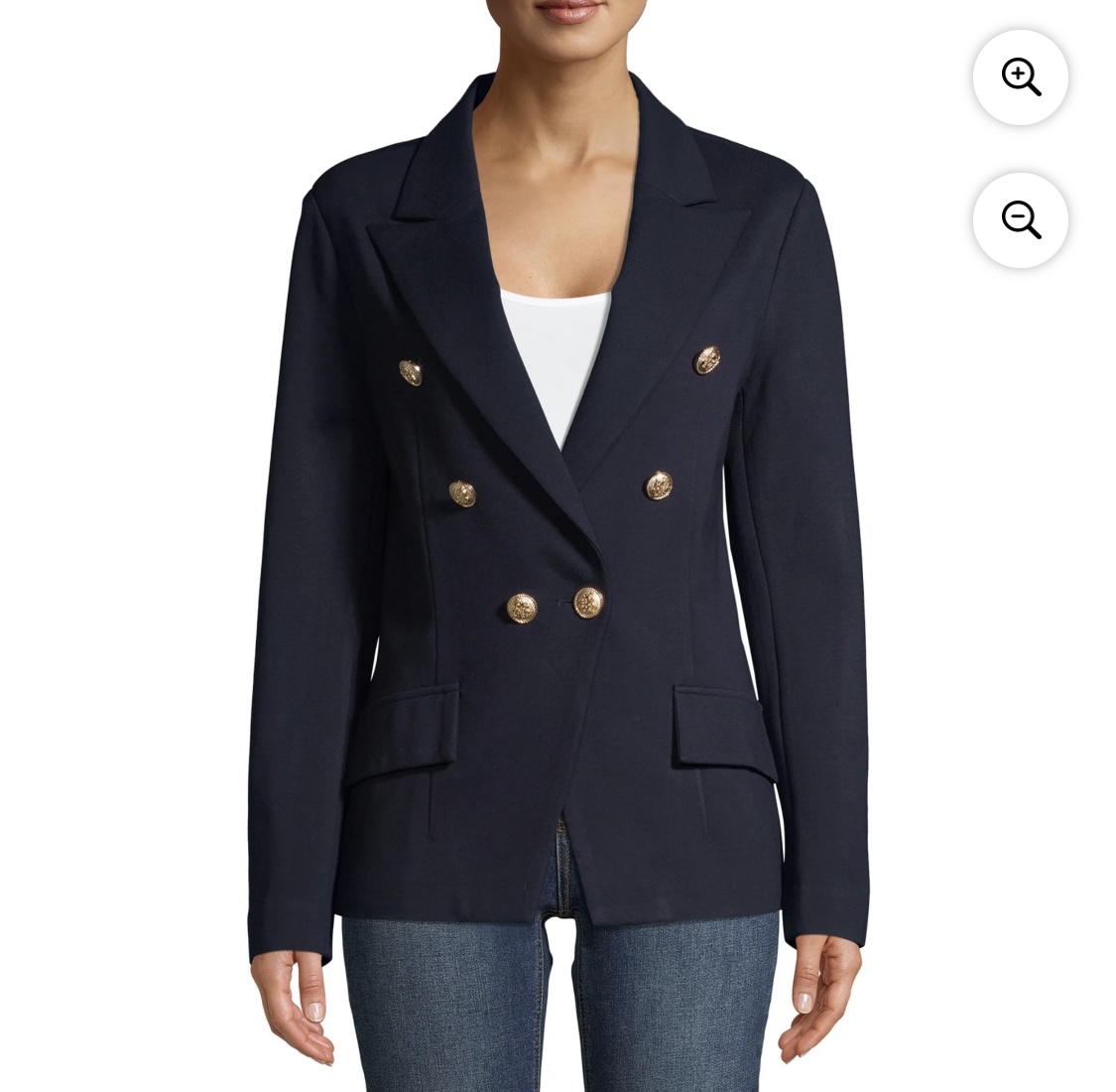 Attitude Unknown Womens Ponte Blazer in Navy