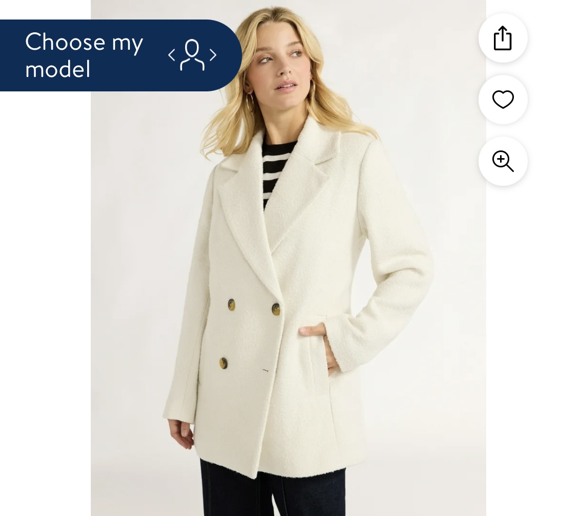 Free Assembly Women-s Boxy Double Breasted Jacket in Cream 100