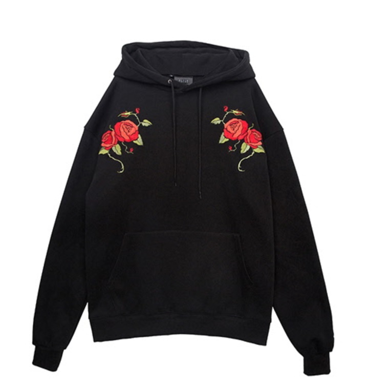 Double Roses Hoodie Black