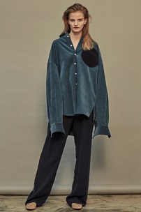 Corduroy Cocoon Shirt blue